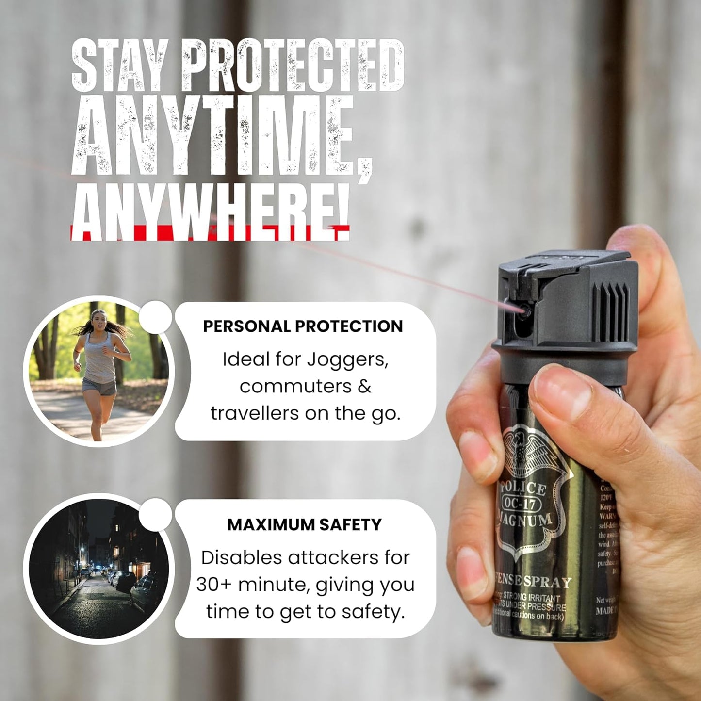 POLICE MAGNUM Pepper Spray - Max Strength Self Defense with 16ft Range - Portable 2oz Flip Top - Made in USA