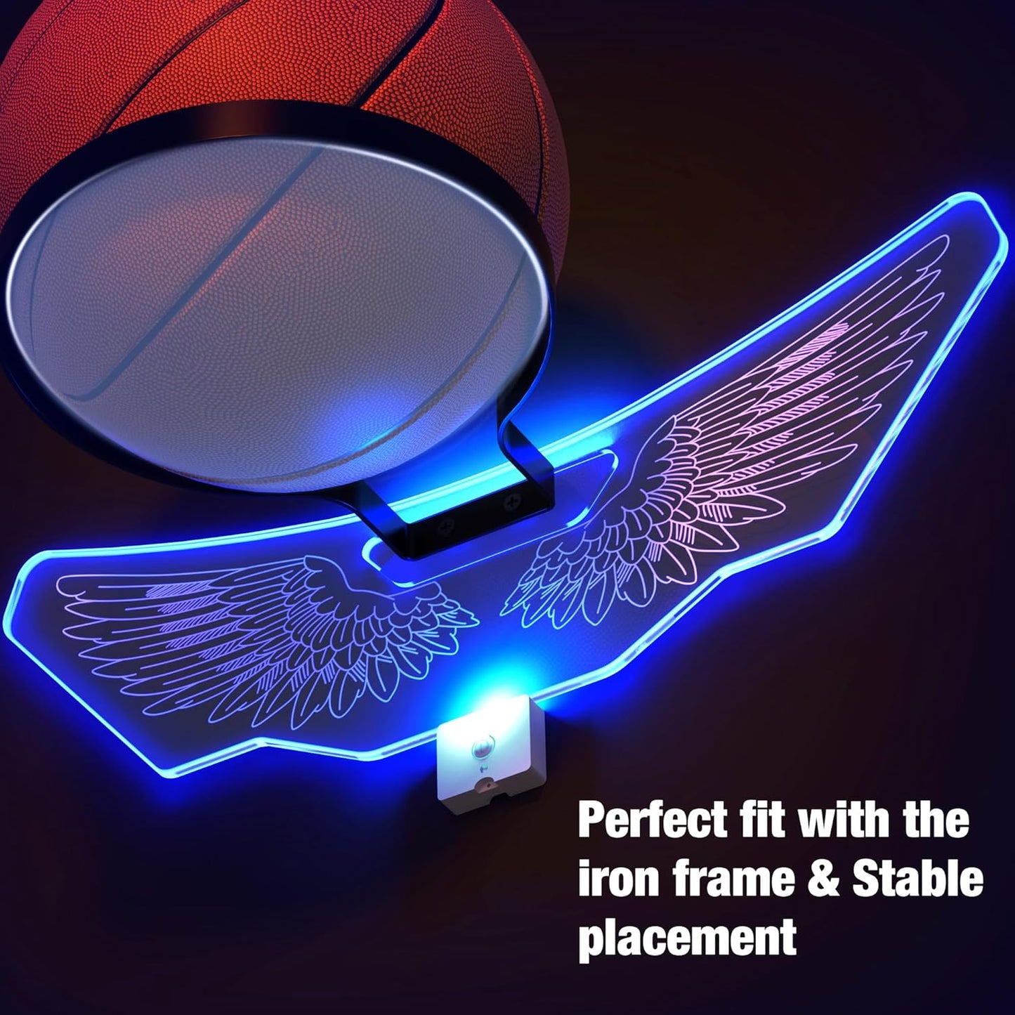 Skiennix Wall Mount Basketball Holder - LED Night Light & Remote Control Display Rack for Kids' Gifts