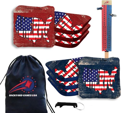 CornholeGamesUSA Pro Cornhole Bags - Set of 8 Regulation Tournament Bean Bags | Slick n Stick Design