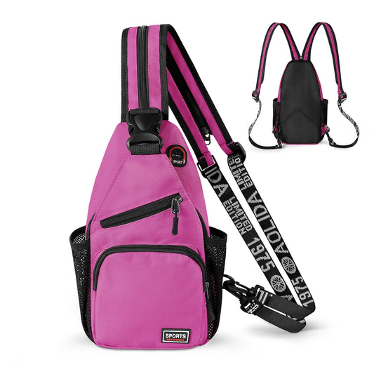 Geestock Convertible Sling Bag for Women Men, Lightweight Crossbody Backpack Daypack Chest Bag Fit 7.9" Tablet for Travel, Sport, Hiking & Commute, Purplishred, 7.09in×3.15in×12.60in
