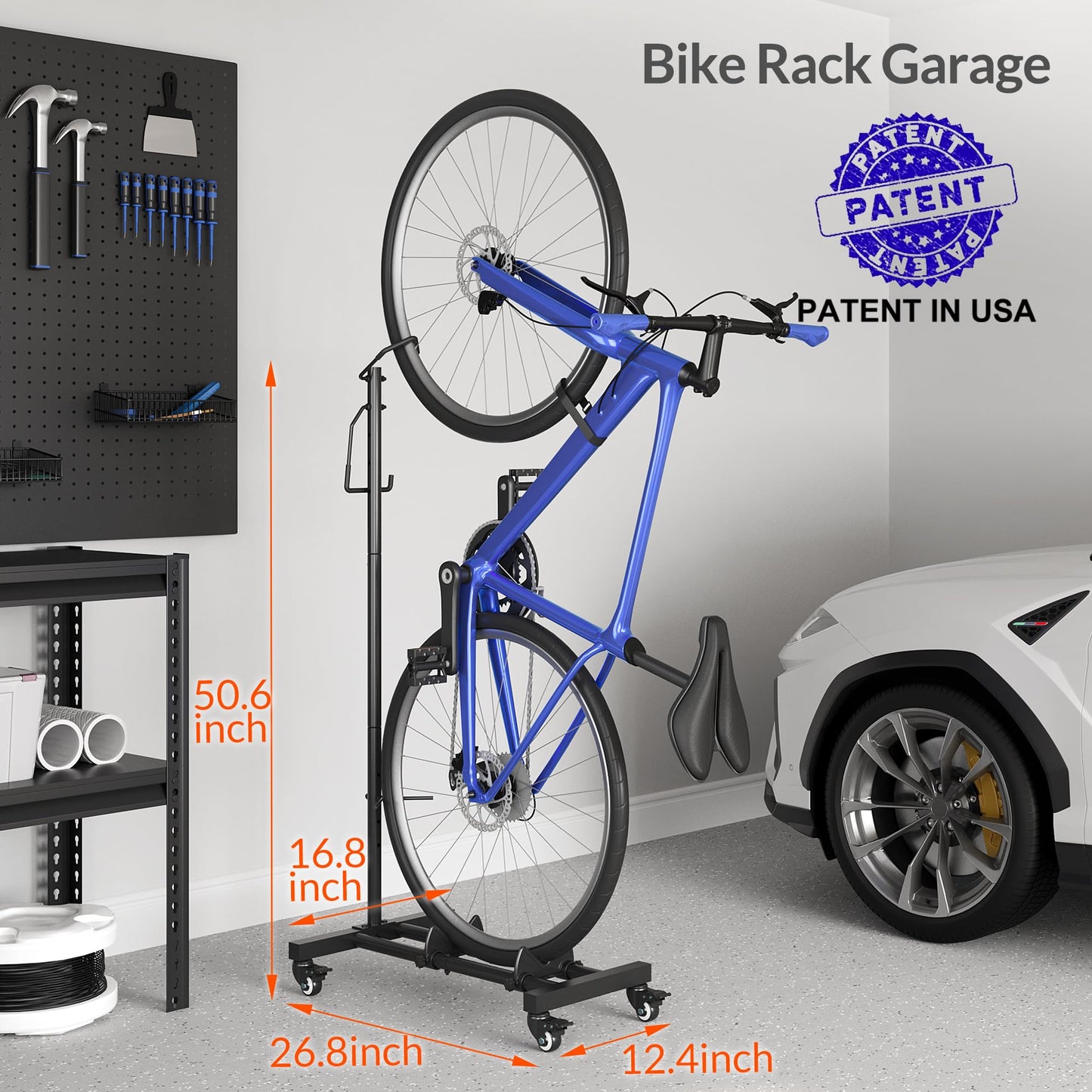 Sttoraboks Vertical Bike Parking Stand - Adjustable Height for 29"Wheels, Space-Saving & Freestanding Bike Rack for MTB/Road Bikes,No-Drill Installation Indoor Bike Storage for Apartments & Garages