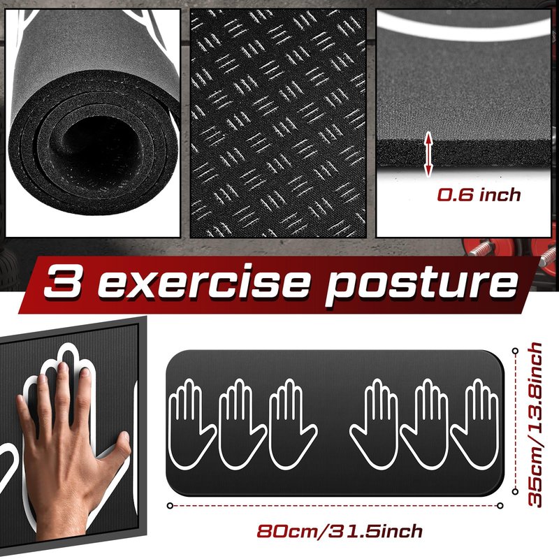 15 mm Fitness Workout Push up Rollers Sit up Training Exercise Mat with Hand Placement Marks to Train Muscle Groups 31.5 x 13.8 Inch Non Slip Portable Pad Home Workout Equipment, Gift for Men
