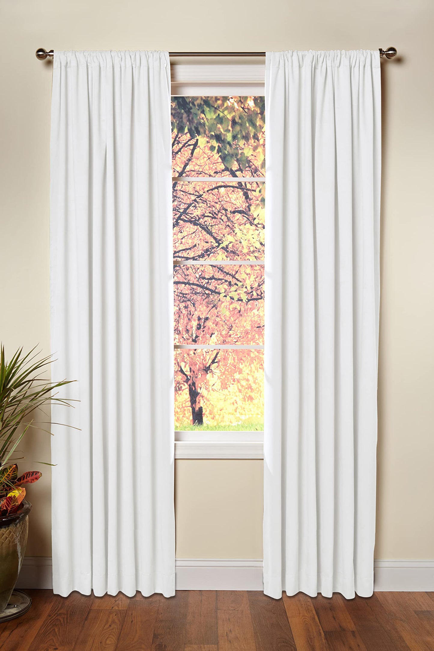 COTTON CRAFT White Curtains - 84 Inch Length - 2 Window Panels Set - Shrink Resistant Thick Duck Fabric Drapes with Tie Backs – Reverse Tab Top Light Filtering Privacy for Bedroom, Living Room – 50x84