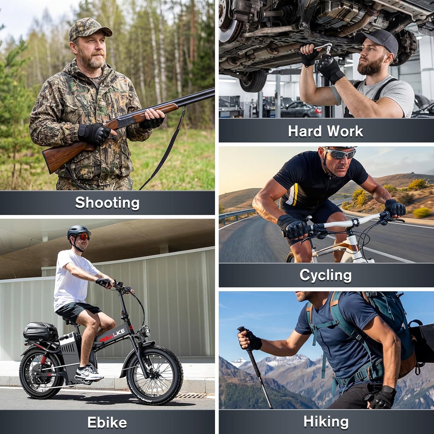 Wallke Tactical Fingerless Gloves - Comfortable Touchscreen Gloves with Knuckle Protection for Cycling, Climbing, and More