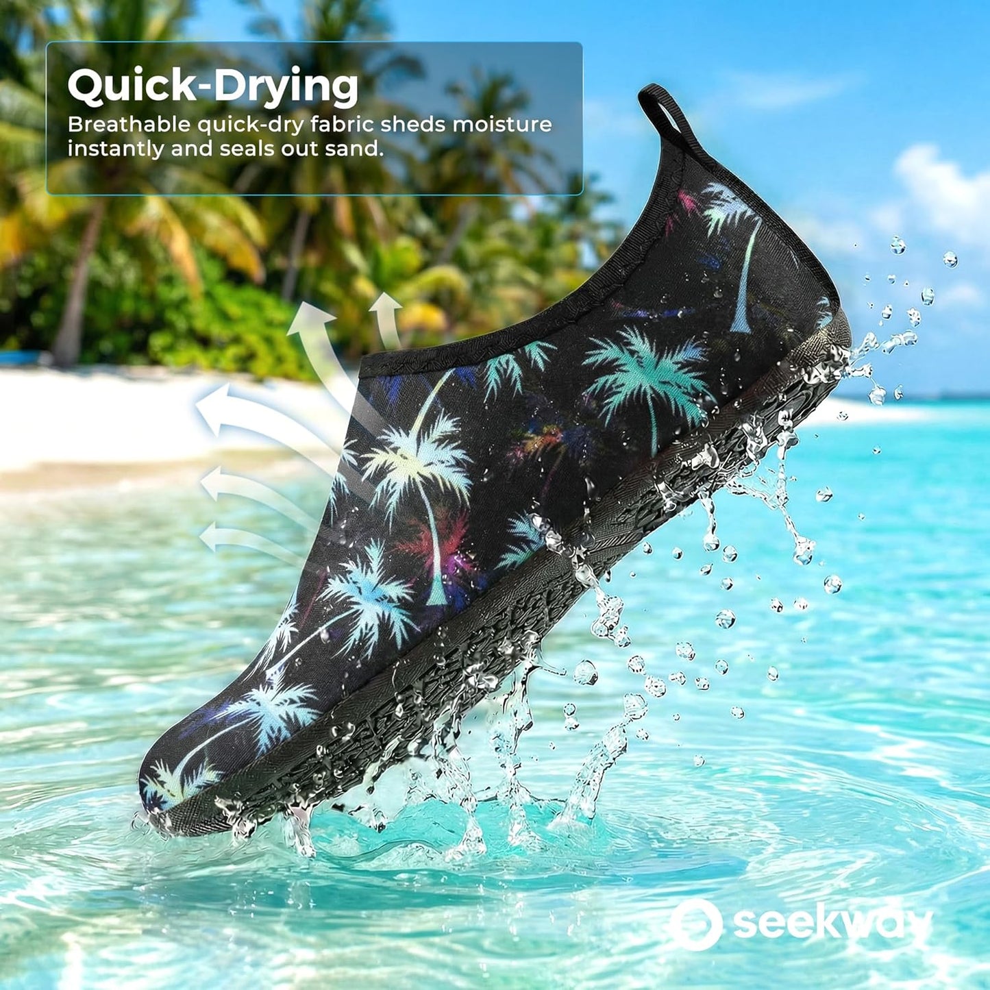 SEEKWAY Water Shoes - Quick-Dry Aqua Socks for Men & Women | Non-Slip Barefoot Design - Black SK002(U)