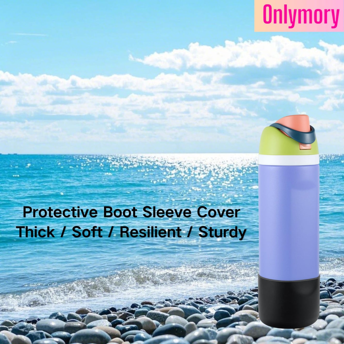 Silicone Boot for Owala 24 oz Water Bottle, Anti-Slip Protective Bottom Cover, Soft BPA-Free Silicone Sleeve, Noise-Reducing Bumper for Owala FreeSip & Twist Bottles Boots Accessories (Black,24OZ)