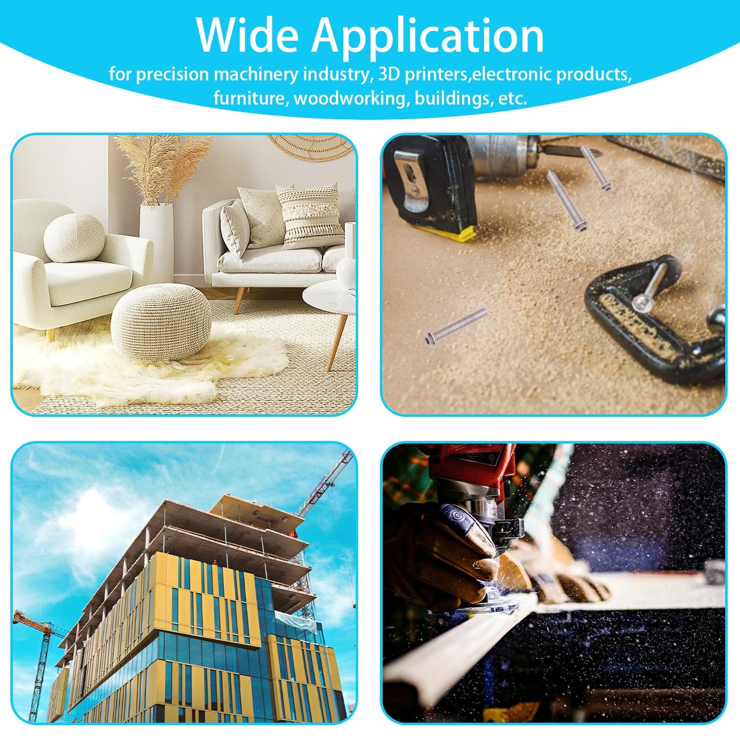 Bemaka 350PCS M4 Screw Kit, M4 x 6/8/12/16/20/25/30mm Hex Socket Head Cap Screws Bolts Nuts Washers Assortment Kit, 304 Stainless Steel Metric Bolts with Hex Wrench