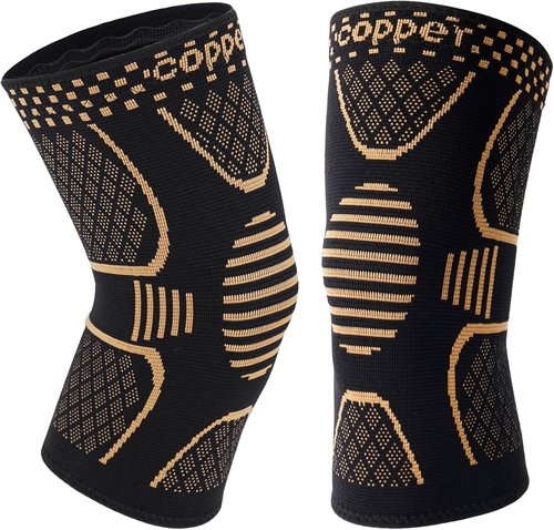 Double Couple Copper Knee Brace | 2-Pack Knee Compression Sleeves for Pain Relief & Support