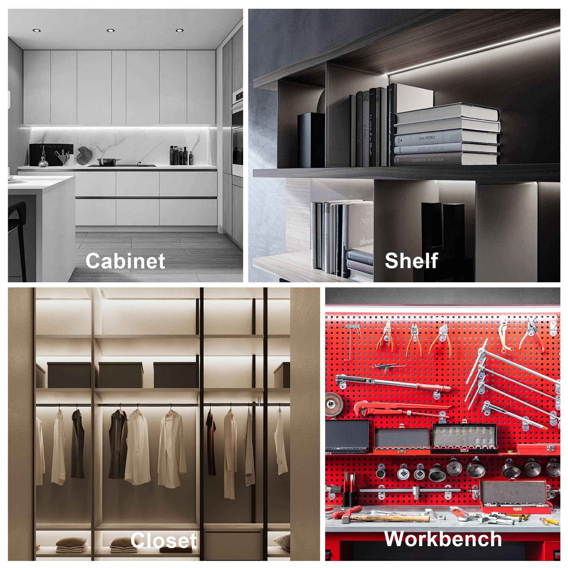 maylit Under Cabinet LED Strip Lighting Hardwired 72in, Ultra Bright Small LED Light Bar, 6000K Cool White, 110V-120V Wired Lights for Kitchen Cabinet, Counter, Workbench, Desk, Closet, Shelf, Indoor