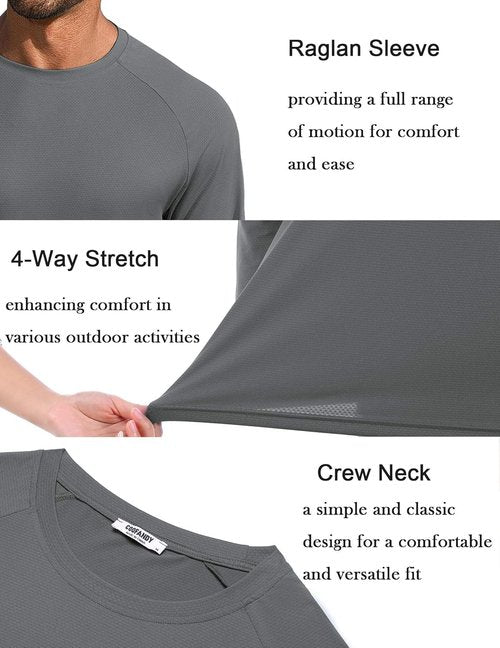 COOFANDY Men's Sun Protection Long Sleeve Rash Guard | Lightweight Quick-Dry Fishing Shirt