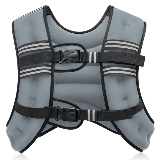 ZELUS Weighted Vest, 6lb/8lb/12lb/16lb/20lb/25lb/30lb Weight Vest with Reflective Stripe for Workout, Strength Training, Running, Fitness, Muscle Building, Weight Loss, Weightlifting, Grey(20 lb)
