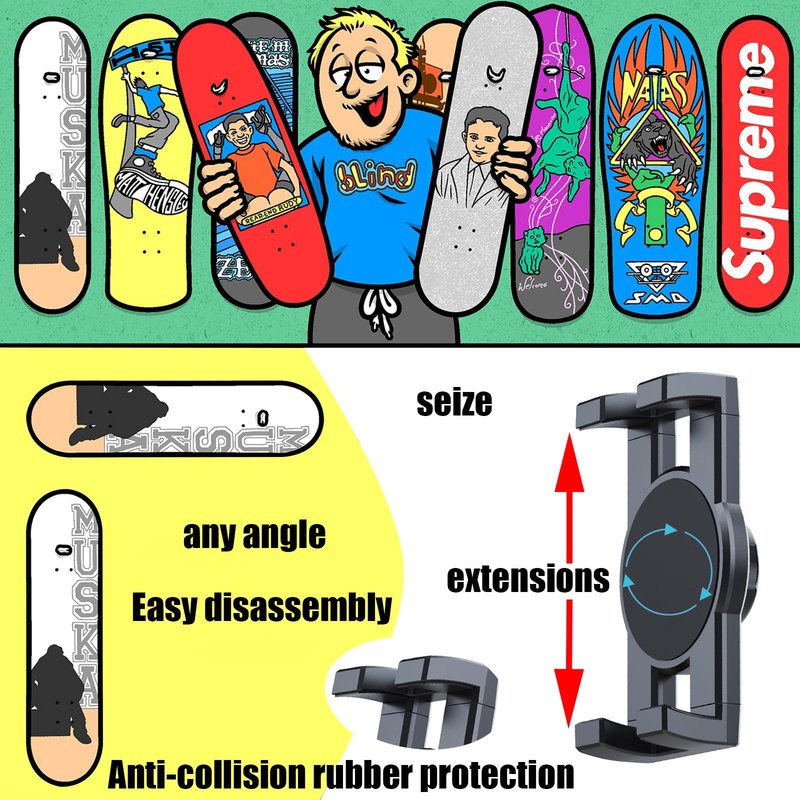 HHUXIUE Skate deck wall mount,360° rotatable skateboard wall mount,Floating Display Hanger Grab,suitable for any skateboarder. (1 set)