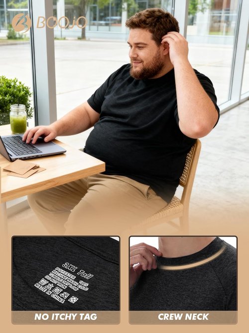 BOOJO Men's Big and Tall Shirts - Moisture-Wicking Short Sleeve Workout T-Shirts (3XL-5XL)