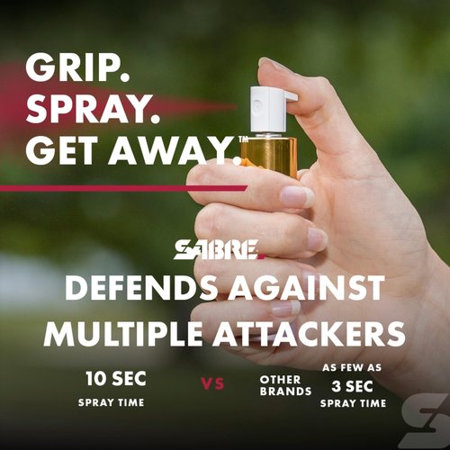 Sabre Lipstick Pepper Spray, Realistic Lipstick Design for Discreet Self Defense, 3X Longer Spray Time - Up to 10 Seconds, Maximum Police Strength OC Spray, 0.75 fl oz, Pink