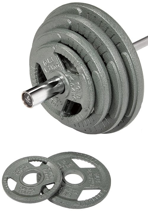 Fitvids Cast Iron Plate Weight Plate for Strength Training and Weightlifting, 2-Inch Center, 25LB (Set of 2)