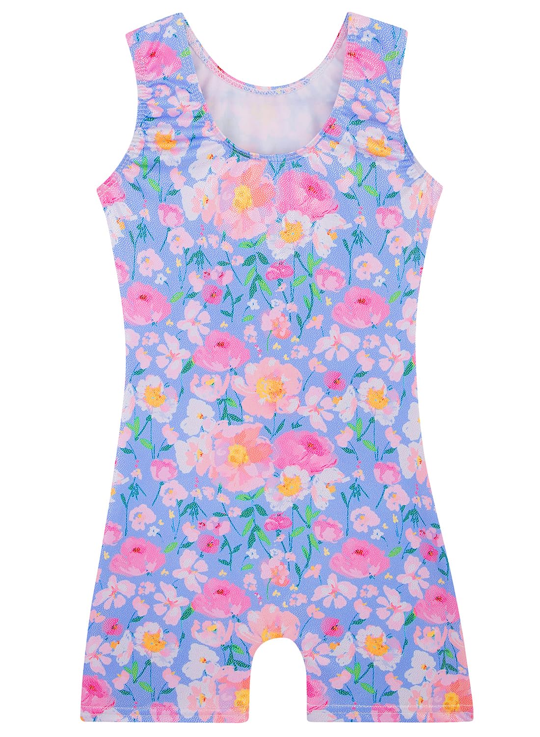 Gymnastics Leotards for Girls Toddler Ballet Dance Tumbling Outfits 3t 4t Kids Sleeveless Gymnastic Biketard with Shorts Sparkly Dancwear Unitards Clothes Bodysuit (Blue Floral, 3-4T)