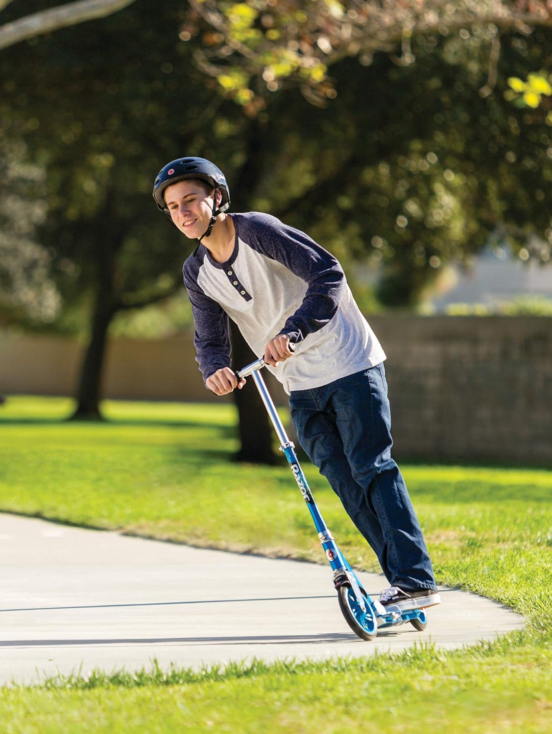 Razor A5 Lux Kick Scooter - Foldable Design, Adjustable Handlebars, Large 8" Wheels | Supports Riders Up to 220 lbs