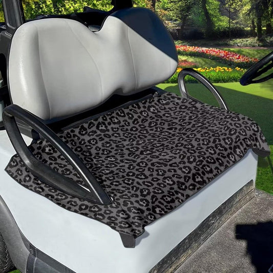 Flashideas Black Leopard Print Golf Cart Seat Towel Blanket Covers Portable Club Car Seat Cover Travel Sports Cart Seat Cushion Accessories