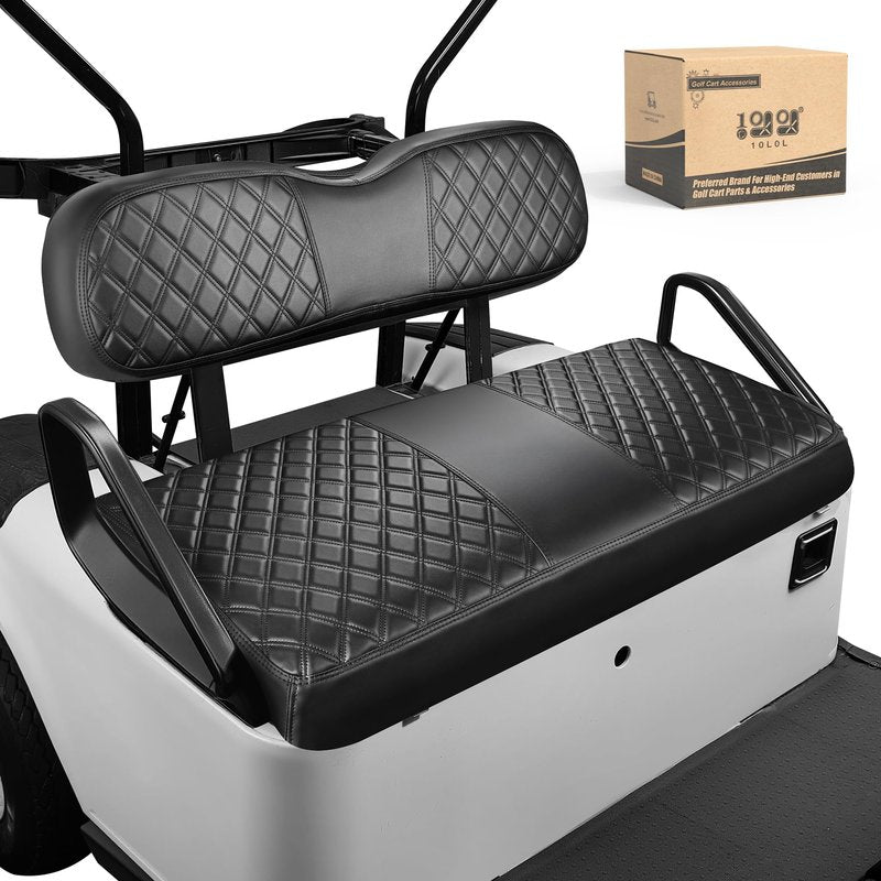 10L0L Golf Cart Leather Front Seat Cover for EZGO TXT - Soft PU Leather and Fitting Memory Foam, 3D Diamond Pattern, Golf Cart Vinyl Waterproof Replacement Seat Cover (Black)