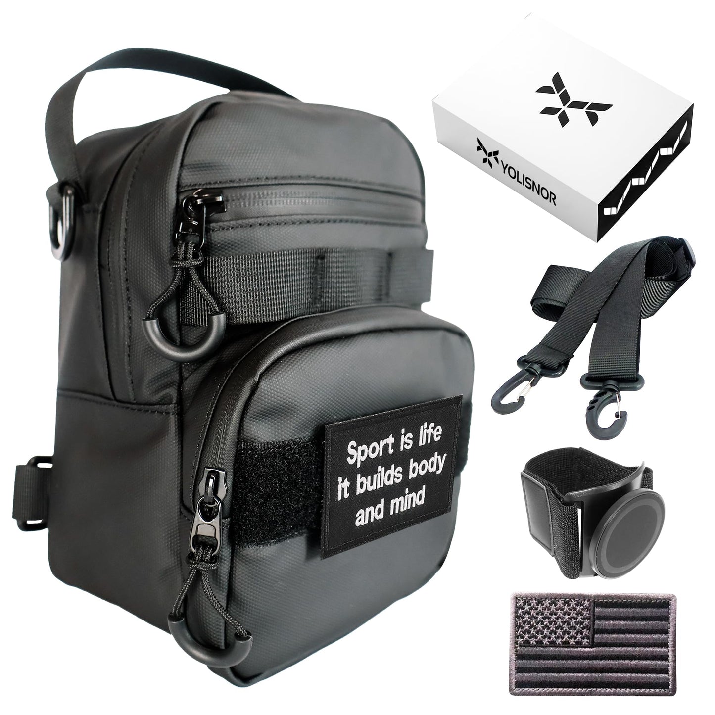YOLISNOR Magnetic Gym Bag - Magnetic Water Bottle Holder for Men and Women with Water cup mobile phone holder for Carrying Bottle, Keys, Phone Accessory Organizer Compartments for Sports