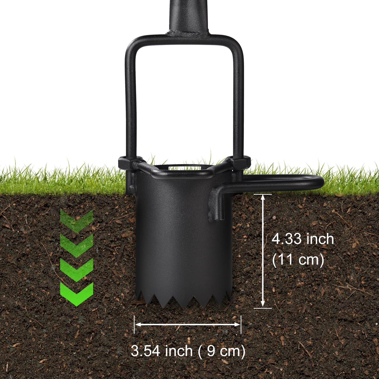 Omesata Sod Plugger, Bulb Planter with Long Handle and Serrated Base Garden Tool, Bulb Transplanter Also Grass Plug Tool for Digging Holes to Plant Tulips, Iris, Daffodils