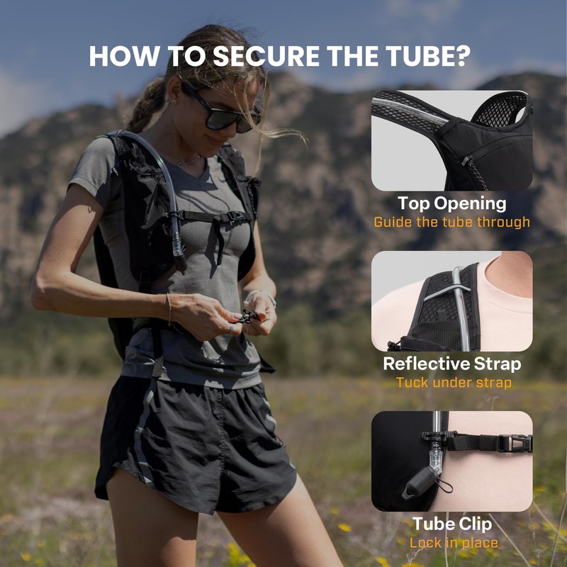 EVERFUN Hydration Backpack Running Vest Small Hiking Water Backpack with 1.5L Water Bladder, Lightweight Reflective Phone Holder Hydro Pack for Trail Running, Biking, Race, Marathons, Black