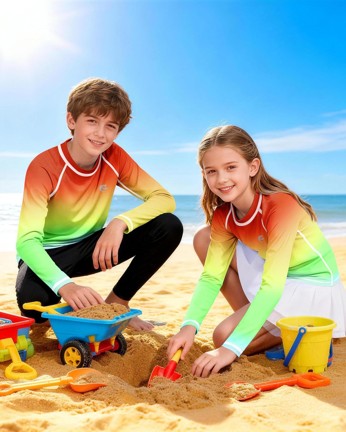 Skiennix Boys UPF 50+ Long Sleeve Swim Shirt - UV Sun Protection Rash Guard | Youth SPF Water Shirts
