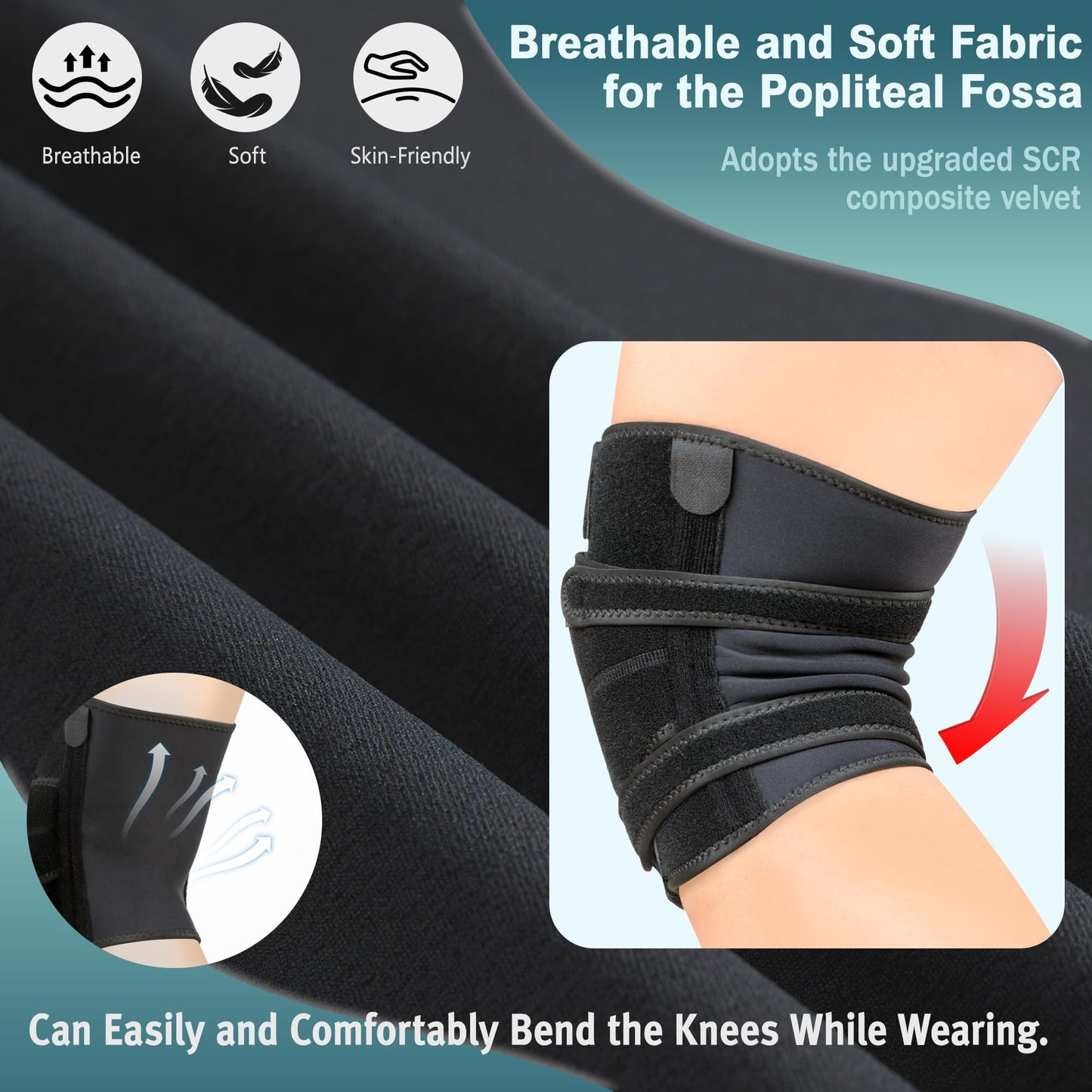 i BRACE Compression Knee Brace, Non-Slip Patella Support with Double Adjustable Straps, Suitable for Patellar Tendinitis, Arthritis, Meniscus Tear, Unisex, Black, M/L
