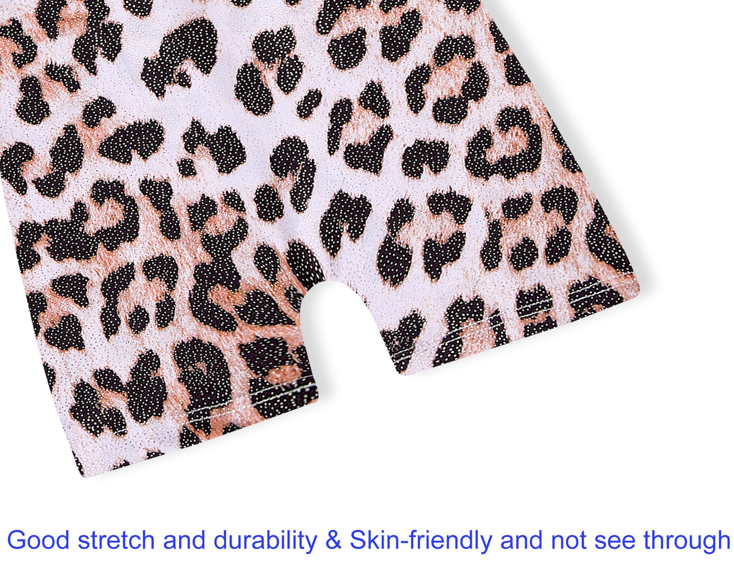 Domusgo Gymnastics Leotards for Girls 7-8 Years Old Shiny Brown Leopard One Piece Unitards with Short