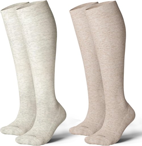 LEVSOX Cotton Compression Socks - 20-30mmHg Knee High Support for Women & Men | Ideal for Nurses & Travel