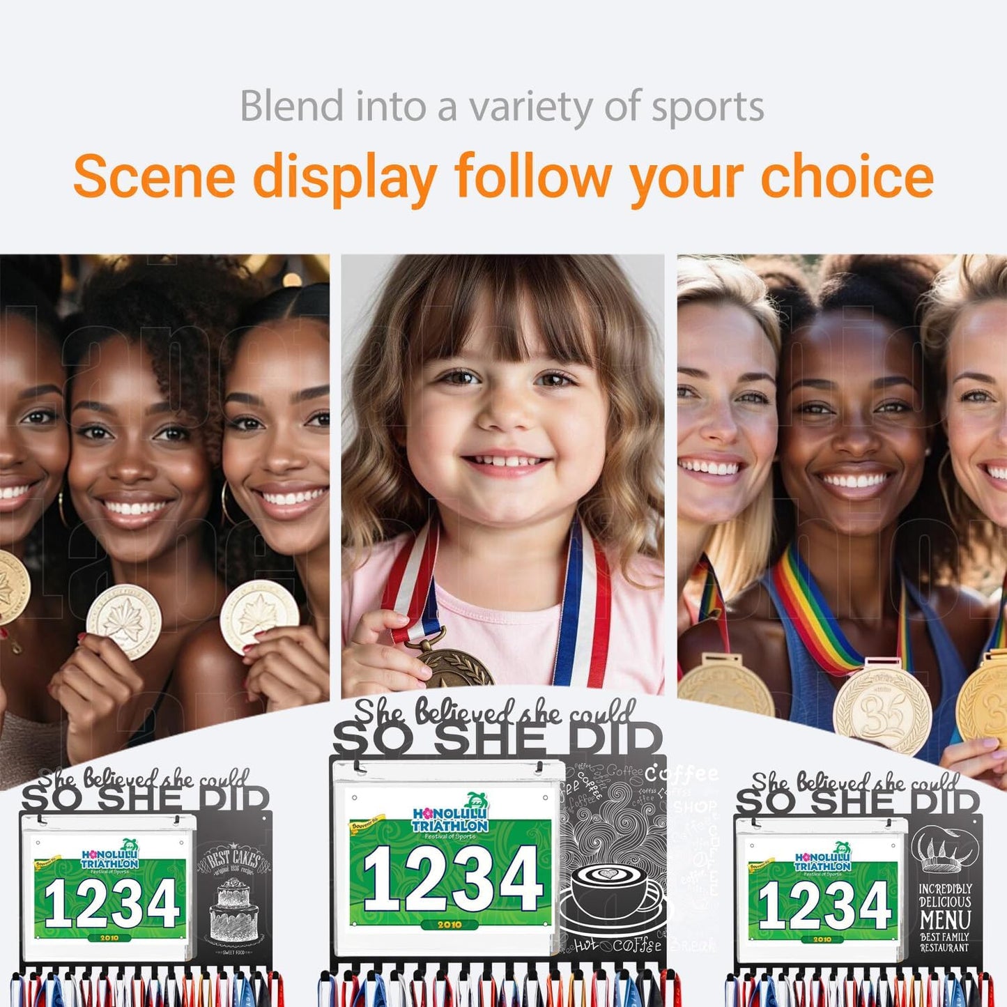 SO SHE DID Race Medal Holder - Stylish Wall Hanger for Marathon & Runner Medals | Durable Display