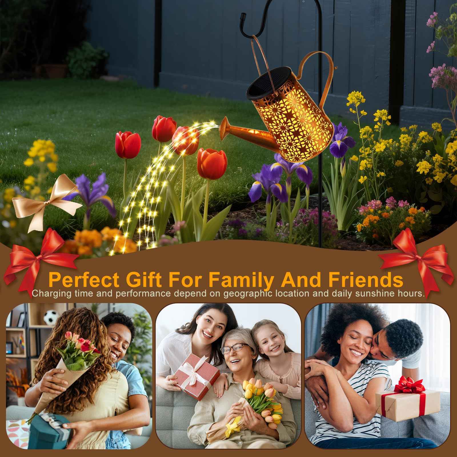 Solar Watering Can with Lights, Large Waterproof Solar Outdoor Lights Decorative Metal Solar Garden Lights Solar Lanterns Hanging Garden Lights for Yard Patio Pathway Walkway Lawn Gardening Gift