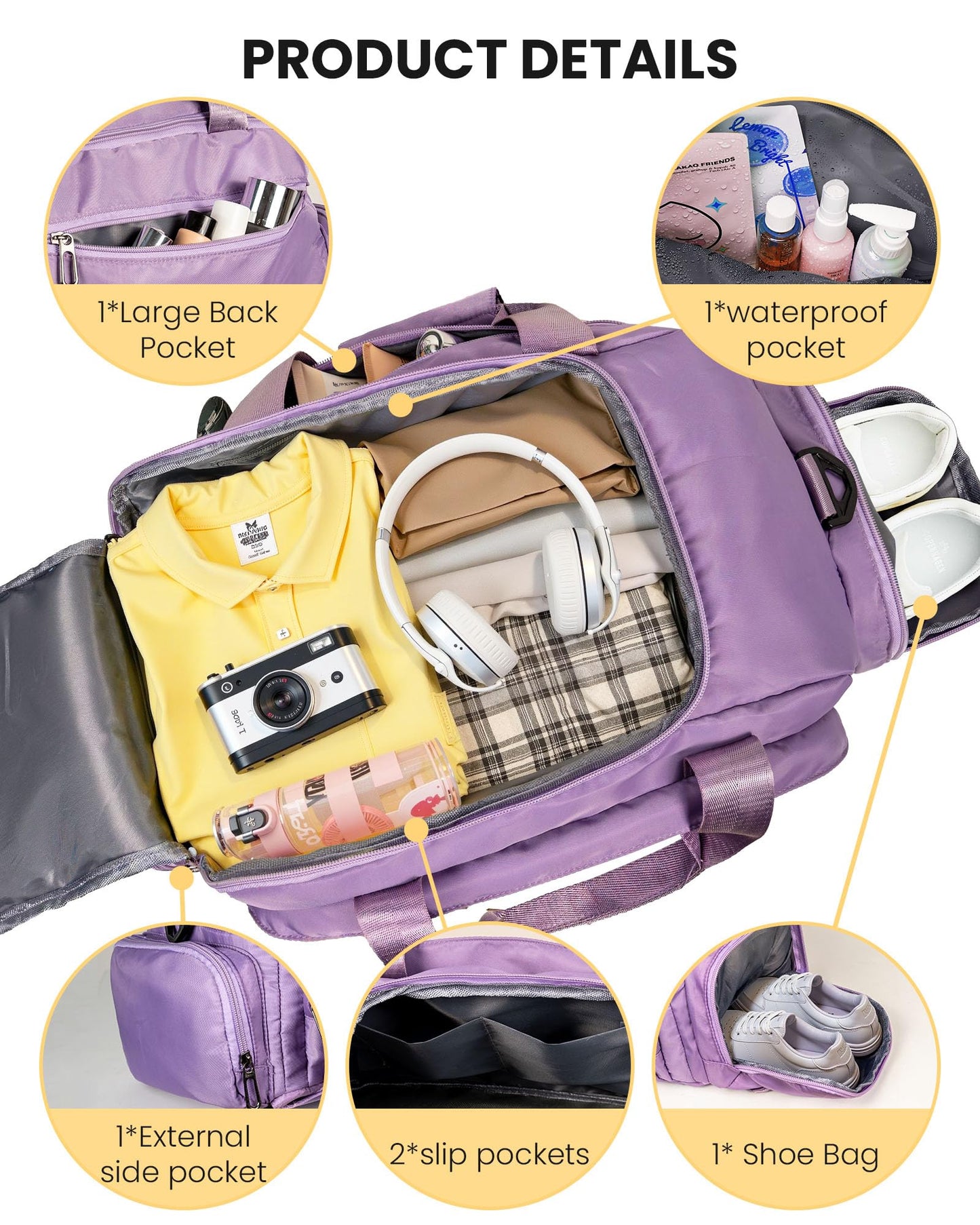 Vogewood Girls Gift-Birthday Gifts for 12 13 14 15 16 17 18 Year Old Girl, Initial Gym Bags with Shoe Compartment, Dance Bag for Girls, Kid Overnight Bags, Preppy Stuff (Letter K)