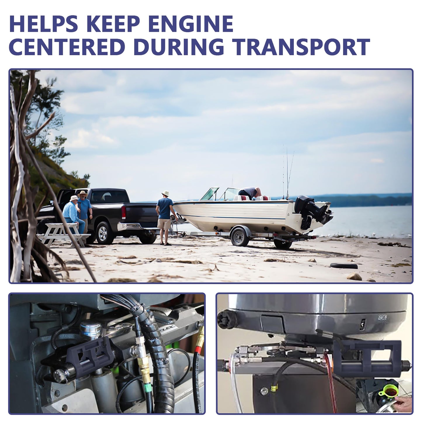 4" Steer Stop Hydraulic Steering Lock for Outboard Motor Trailering & Transport – Stabilizes Engine, Prevents Swinging – Fits Most Steering Cylinder Rods – Ideal for Boaters & Marine Enthusiasts