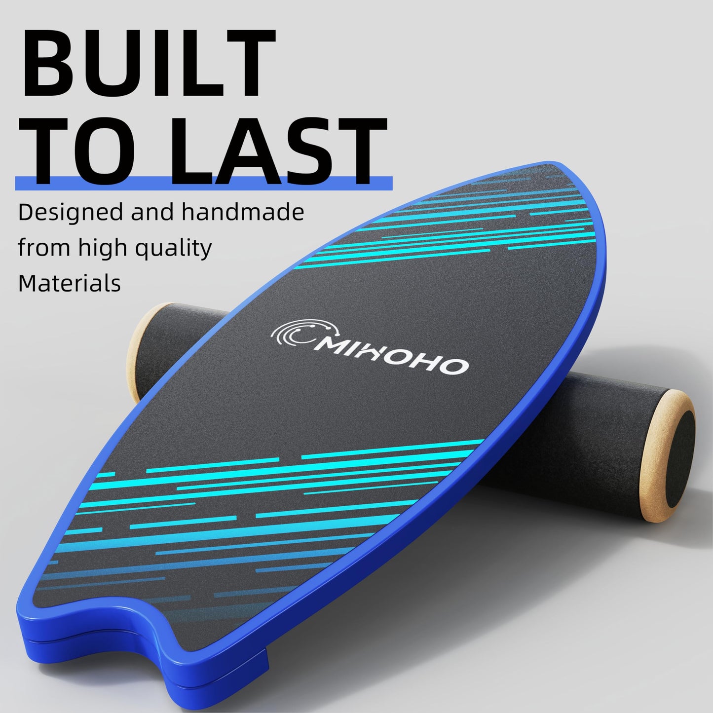 Balance Board Sports with Mat, Exercise Balancing Stability Trainer for Improve Balance, Core Balance Trainer for Fitness, Rehab, Surf (Blue)