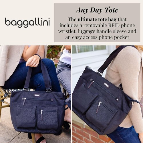 Baggallini Any Day Tote - Stylish Tote Bag with RFID Phone Wristlet | Versatile Everyday Use