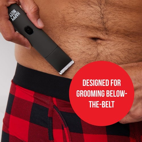 HAPPY NUTS Lumberjack 2.0 Men's Electric Body & Groin Hair Trimmer - Waterproof & Rechargeable Grooming Kit | Quiet Motor, Graphite Finish