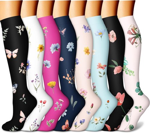 CHARMKING Compression Socks - 15-20 mmHg Support for Men & Women | 8 Pairs for Athletic Running & Cycling