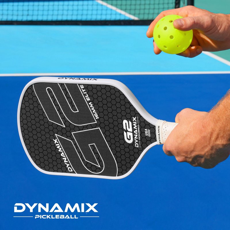 Pickleball Paddles, Carbon Fiber Pickleball Paddle, G2 (Gen2) 16mm USAPA Raw Carbon Pickleball Racket, Pro-Grade Thermoformed Pickle Ball Paddle for Control, Power, Spin by Dynamix (White, White Edge)