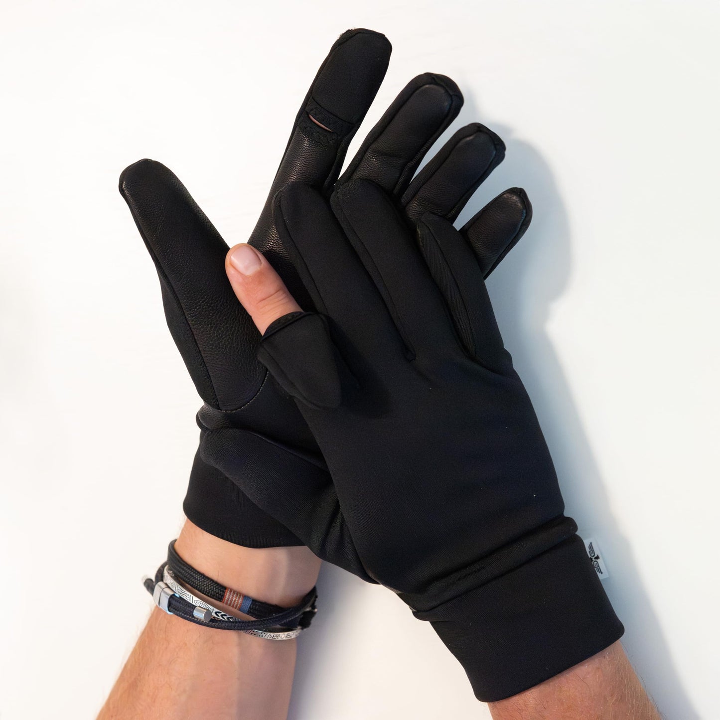 Trigger Finger Hunting & Rifle Shooting Gloves with Finger Flip | Genuine Leather Palm Grip & Stretch Back | For Outdoor Tactical Sports | Airsoft Paintball Trap Skeet Clay Shooting (BLACK, X-LARGE)