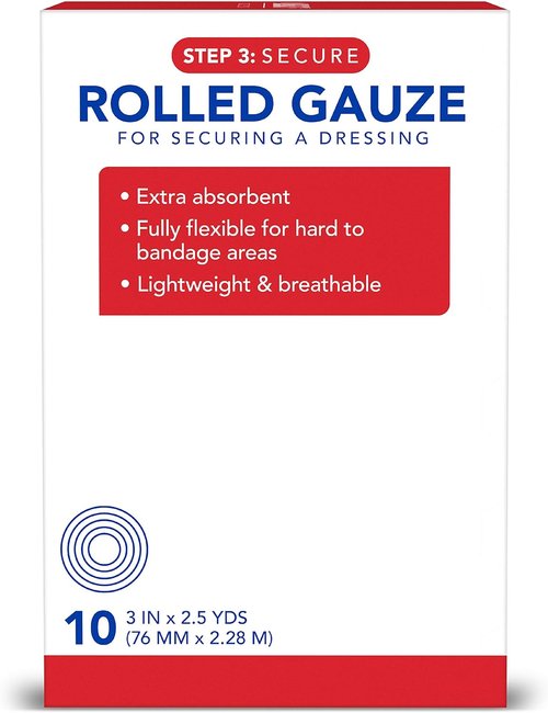 All Health Rolled Gauze Pads - 3" X 2.5 Yds for Wound Care | White, 10 Count