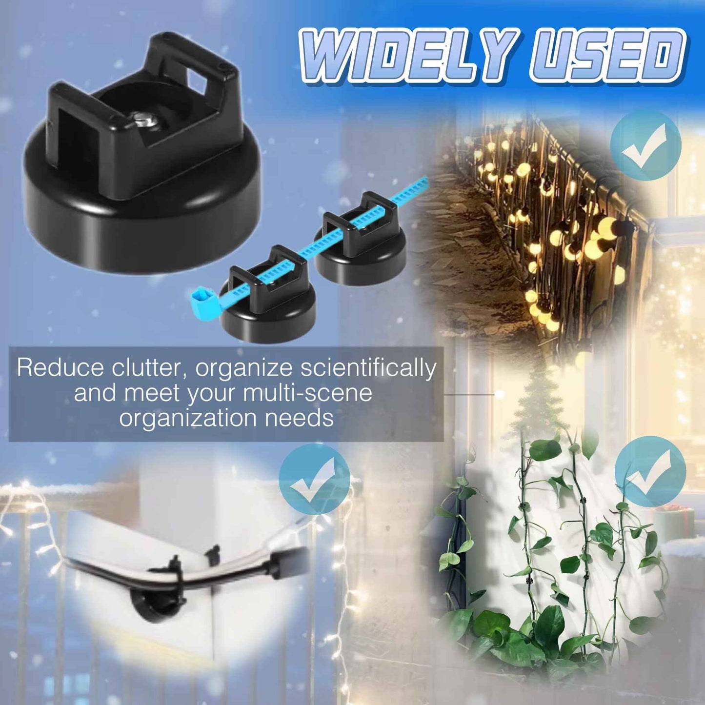 12Pcs Magnetic Cable Zip Tie Mounts with Duty Zip | Multipurpose Magnetic Cable Holder for Cable Management | Includes Adhesive Tabs for Non-metal Surfaces, Suitable for Walls, Tables and Cars