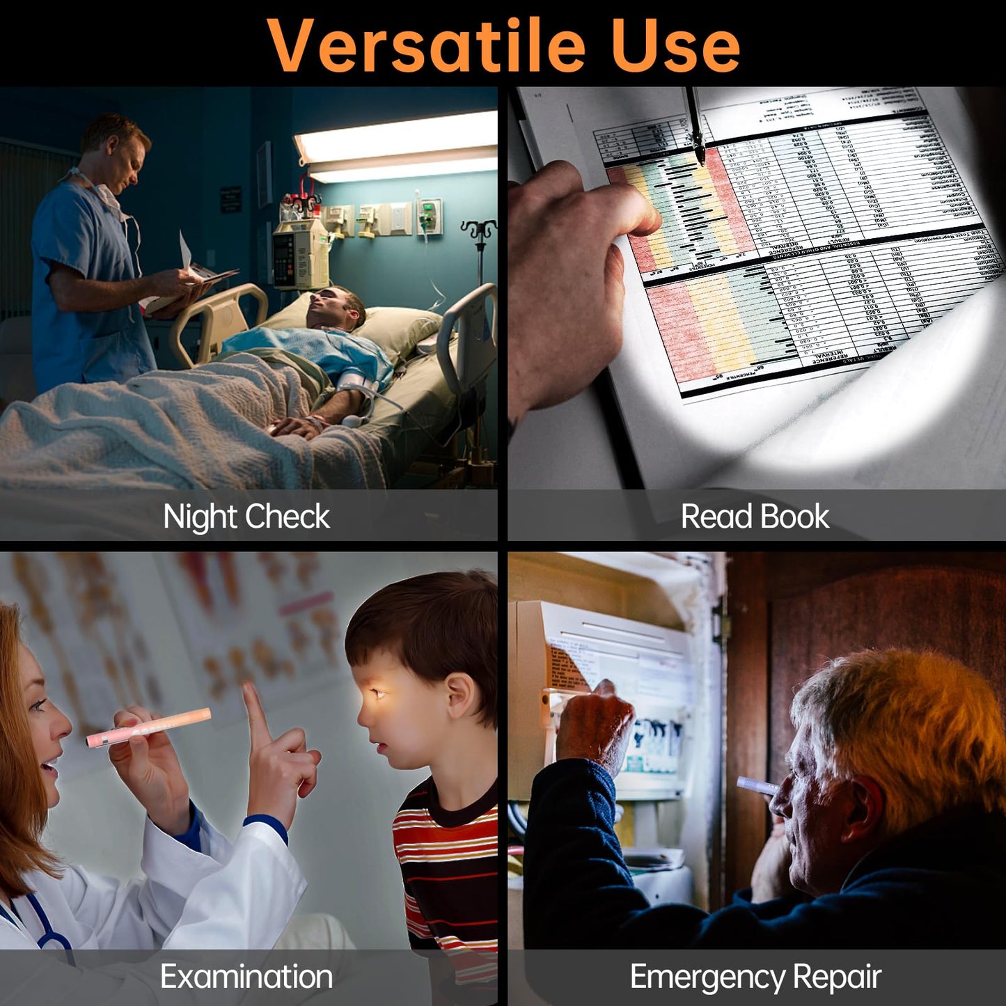 RISEMART 2-Pack Pen Light for Nurses – Medical Penlight with One-Button Switch for White & Warm Light, Portable Tool for Nursing, Doctors, Students (Blue Purple Gradient & Pink Orange Gradient)