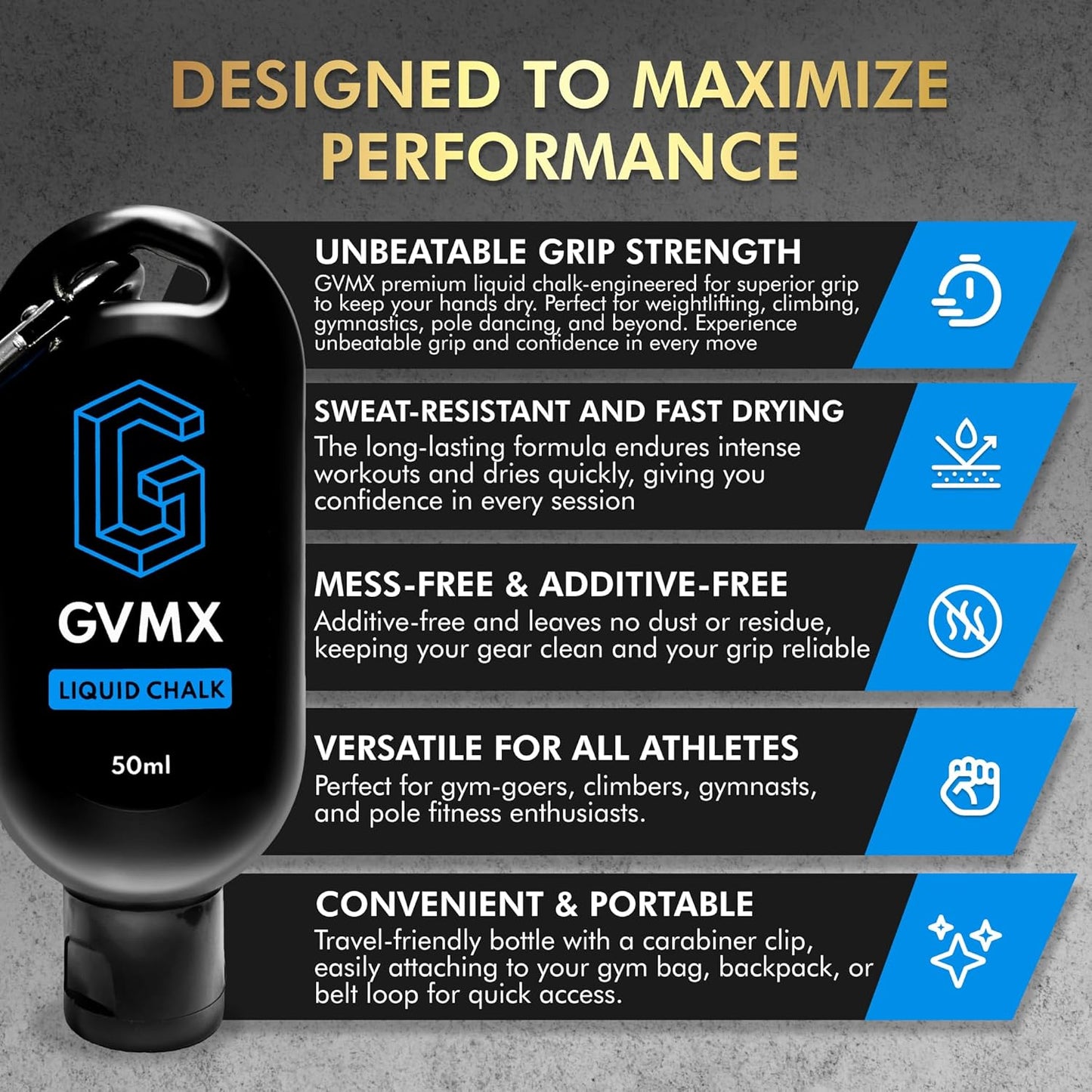 Premium Liquid Chalk by Superior Grip - Long Lasting, Mess-Free Gym Chalk for Weightlifting & Climbing | 50ML/100ML/400ML