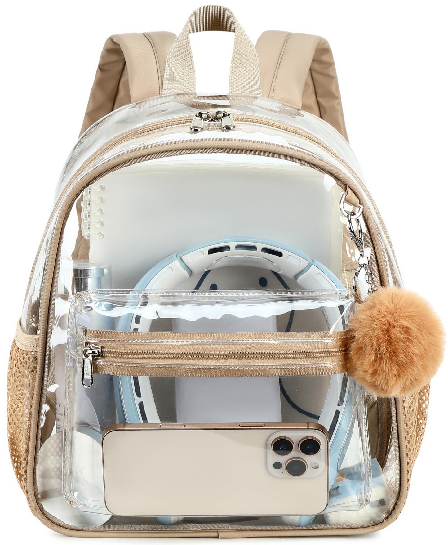BTOOP Mini Clear Backpack for Stadium Events, 12 x 9 x 5 Inch Transparent PVC Bookbag, Fits Within Common 12x12x6 Stadium Bag Limits, for Concerts, Festivals, Women and Teens