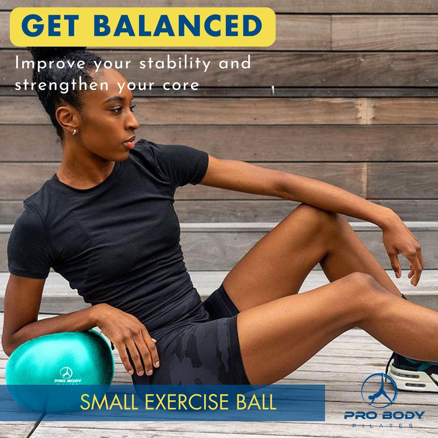 ProBody Pilates Ball 9 Inch - Small Exercise Ball for Stability, Barre, Core, Ab Workouts, Yoga, & Physical Therapy (Turquoise)