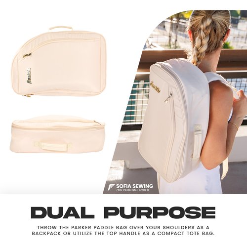 Franklin Sports Parker Pickleball Paddle Bag - (2) Paddle Bag for Pickleball Gear + Equipment - Compact with Shoulder Strap - Vanilla