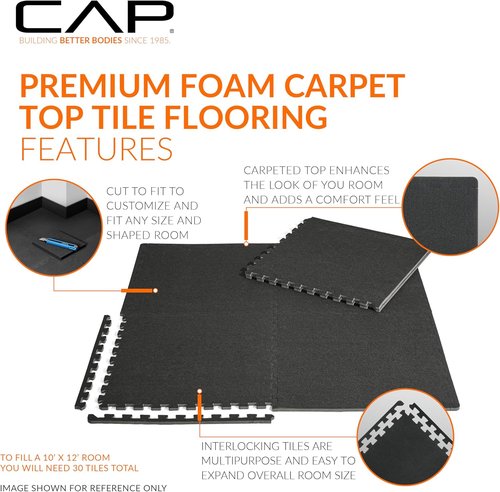 CAP Barbell Interlocking EVA Foam Puzzle Mat Tiles - 24" x 24" x 1/2" | Durable & Colorful Options