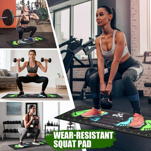 31.5'' X 13.8'' Non-Slip Squat Mat with Foot Position, Pro-Grade Exercise Mat Great for Squats, Leg and Lunges, Improving Muscle Activation, Versatility and Safety, Ideal for Home Fitness Enthusiasts