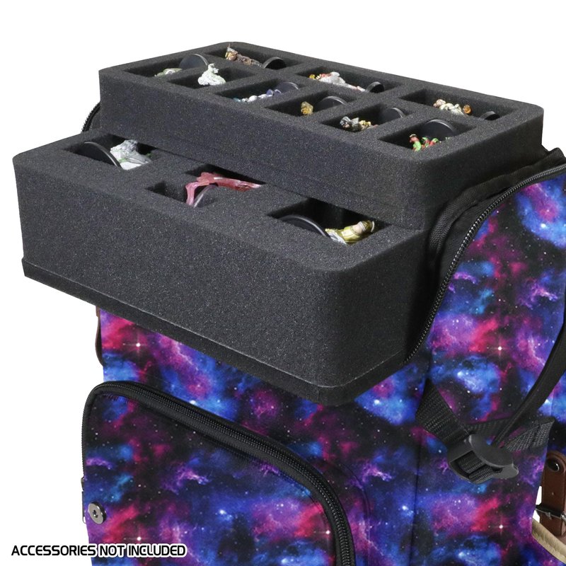 ENHANCE Designer Edition DnD Backpack - Stylish RPG Backpack for Dungeons and Dragons - Travel DnD Bag fits 4 Books and Binder with Miniature Storage, Map Holder, Comfortable Shoulder Straps (Galaxy)